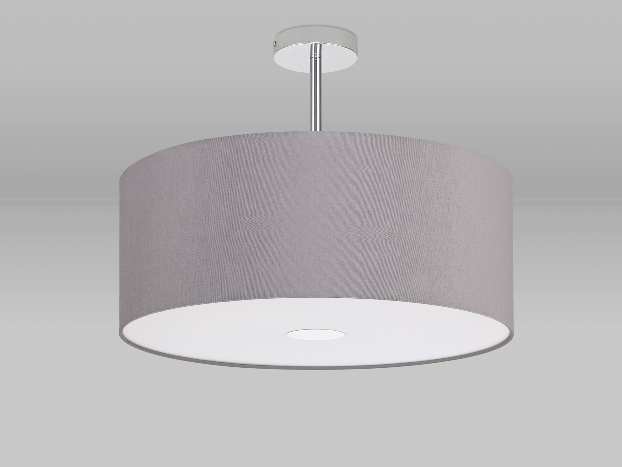 Baymont 50cm Semi Flush 3 Light Polished Chrome, Grey, Frosted Diffuser DK0334  Deco Baymont CH GR